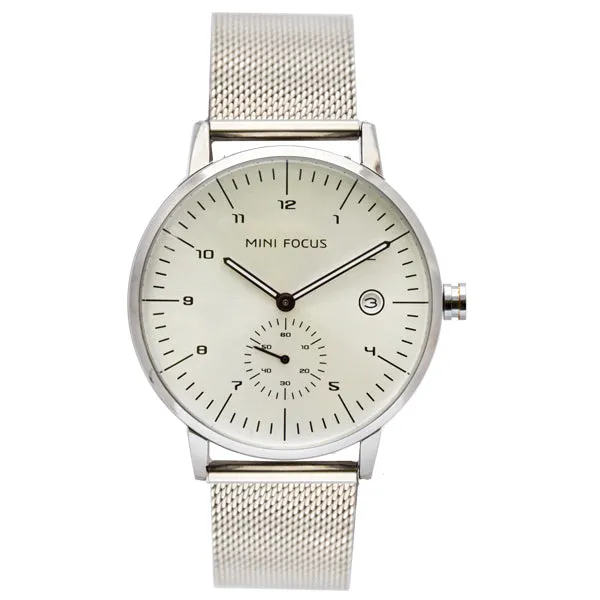 Mini Focus Silver Mesh Bracelet Silver Dial Quartz Watch for Ladies - MF0303G-01