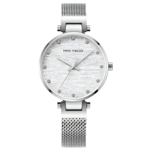 Mini Focus Silver Mesh Bracelet Silver Dial Quartz Watch for Ladies - MF0328L-01