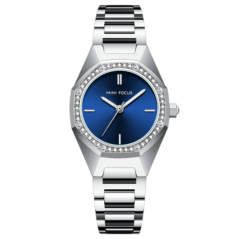 Mini Focus Silver Stainless Steel Blue Dial Quartz Watch for Ladies - MF0433L-05