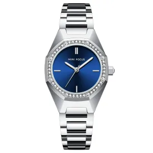 Mini Focus Silver Stainless Steel Blue Dial Quartz Watch for Ladies - MF0433L-05