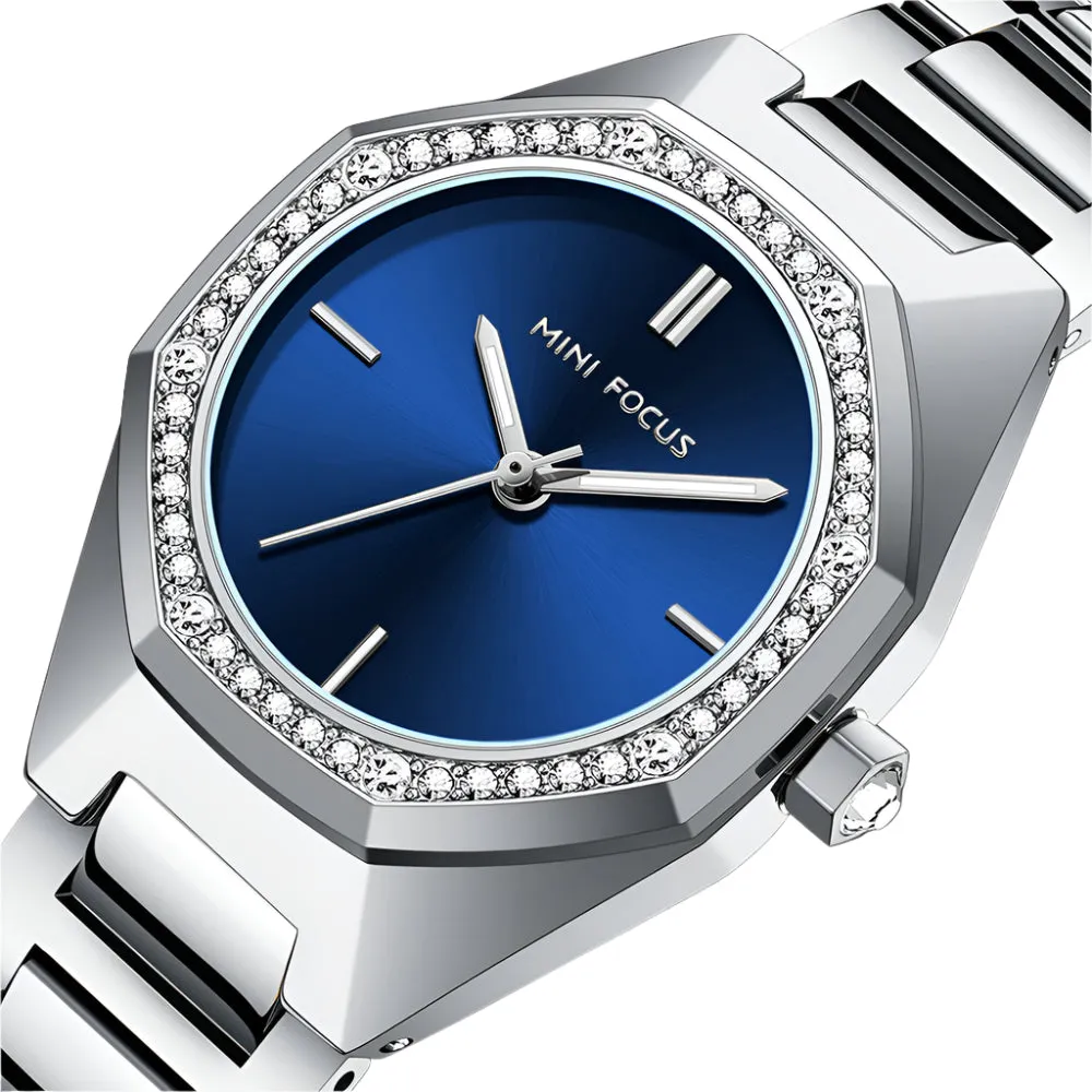 Mini Focus Silver Stainless Steel Blue Dial Quartz Watch for Ladies - MF0433L-05