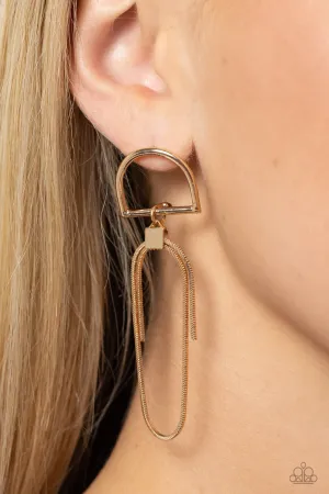 Minimalistic Maven - Gold - Herringbone Chain Loop Paparazzi Post Earrings
