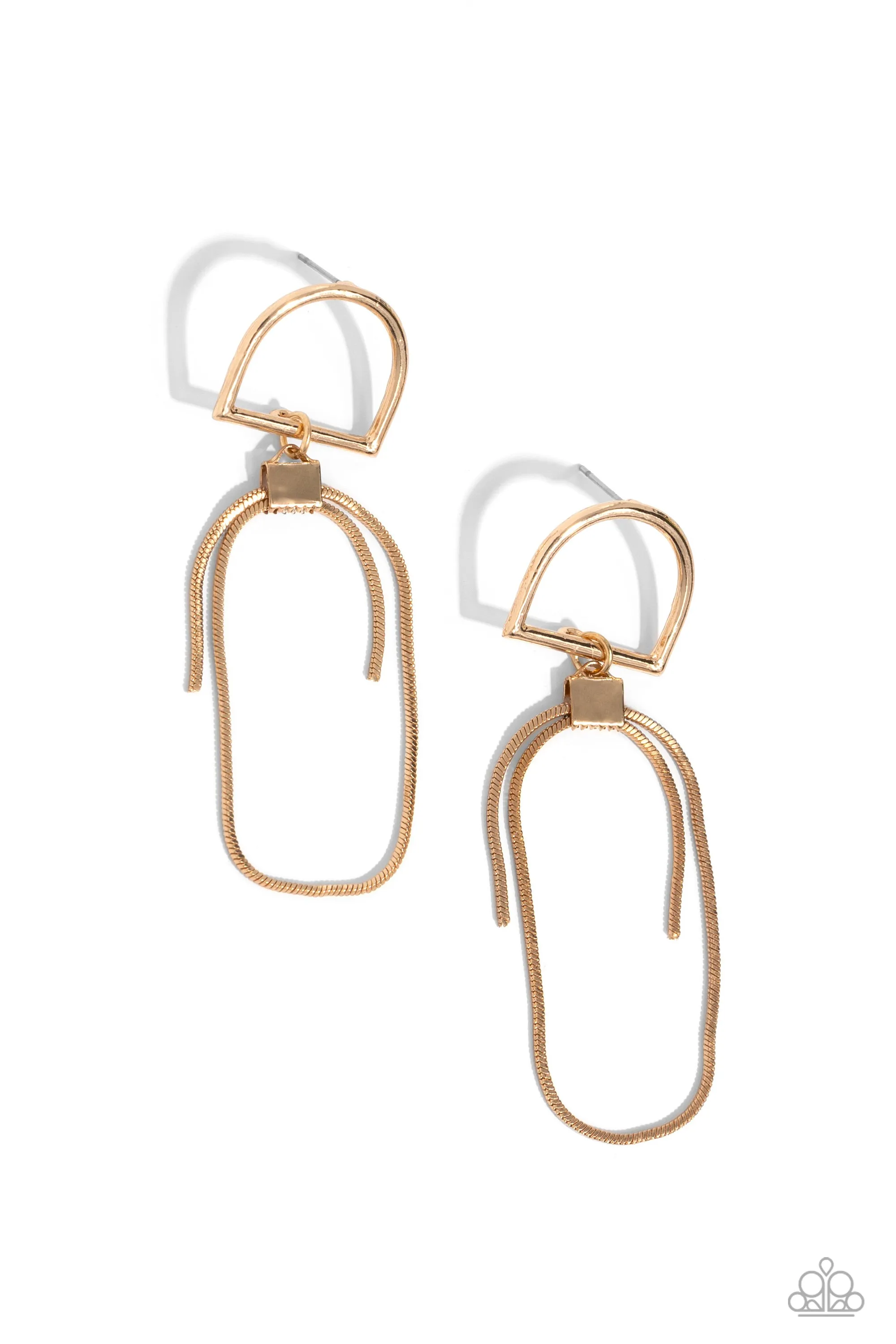 Minimalistic Maven - Gold - Herringbone Chain Loop Paparazzi Post Earrings