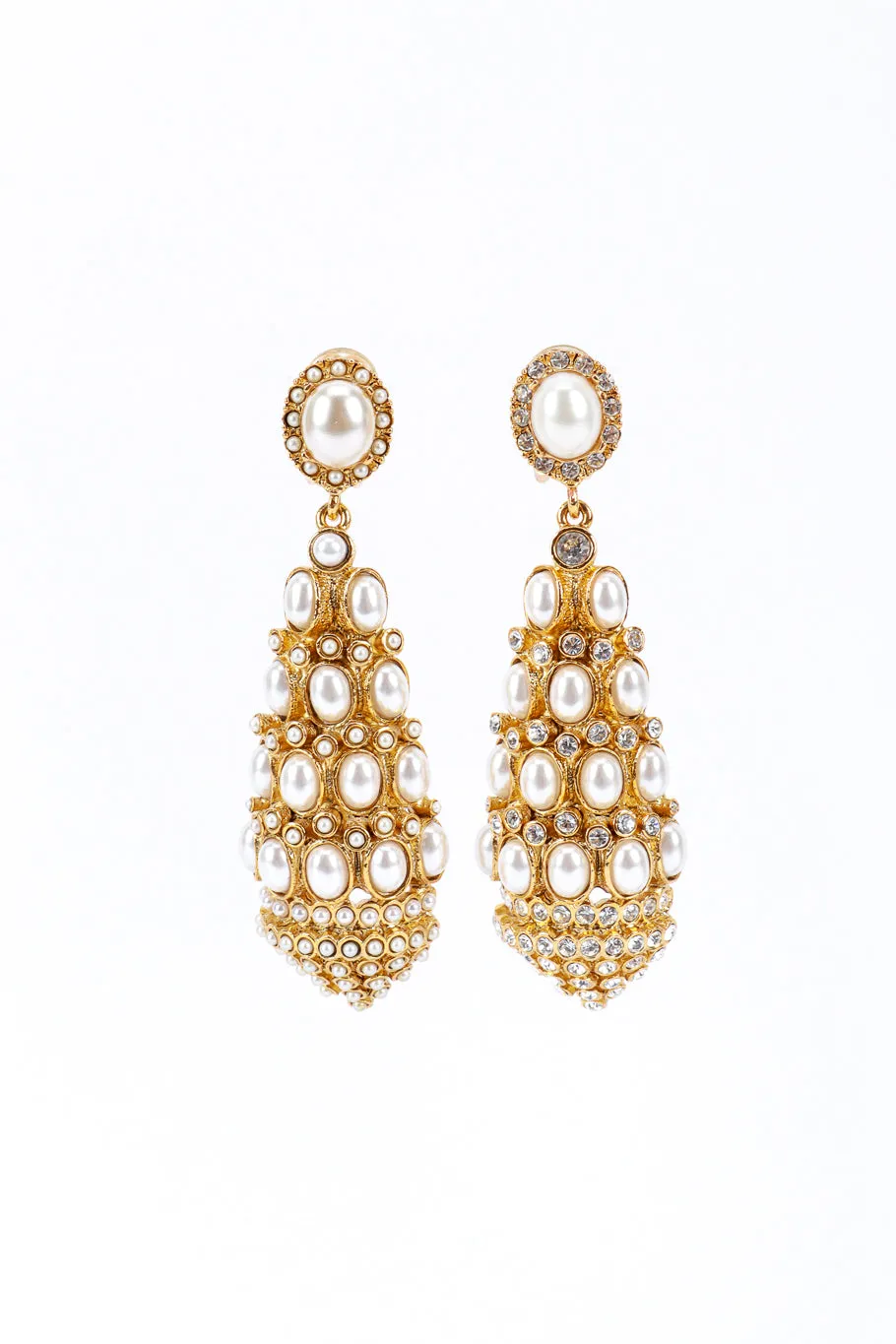 Mismatched Pearl & Rhinestone Chandelier Earrings
