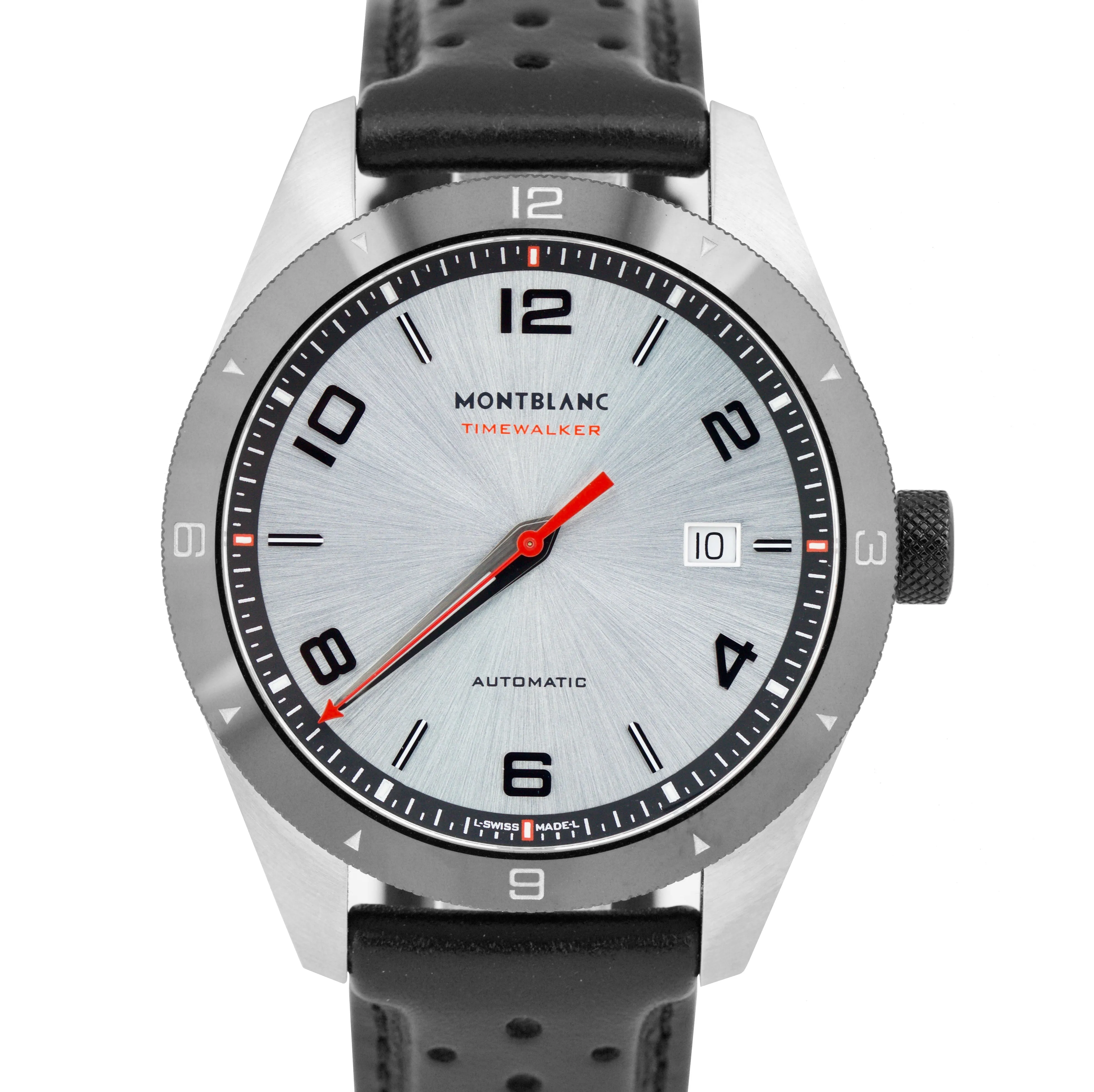 Montblanc Timewalker Automatic Stainless Steel 116058 Leather 41mm Silver Watch