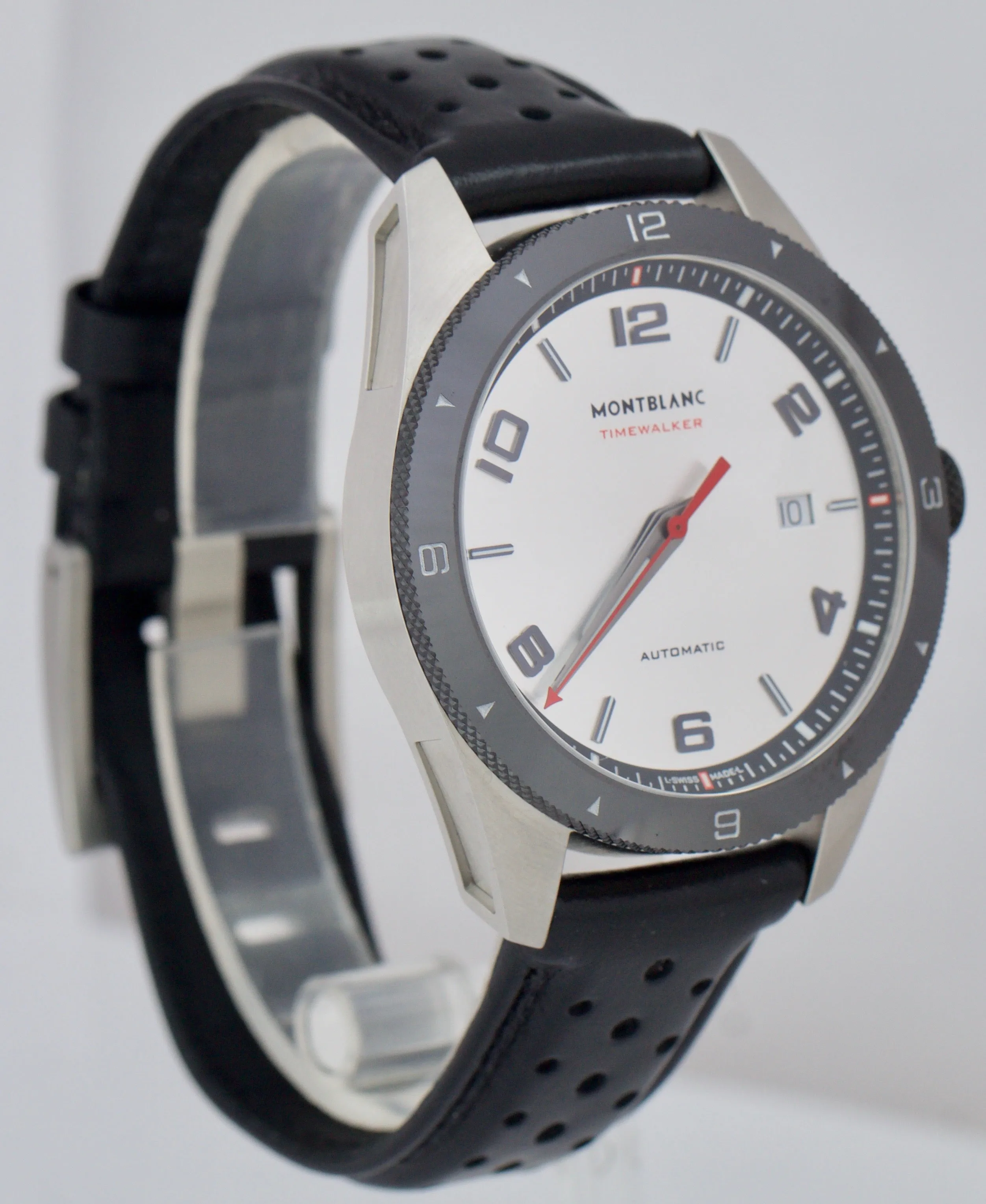 Montblanc Timewalker Automatic Stainless Steel 116058 Leather 41mm Silver Watch