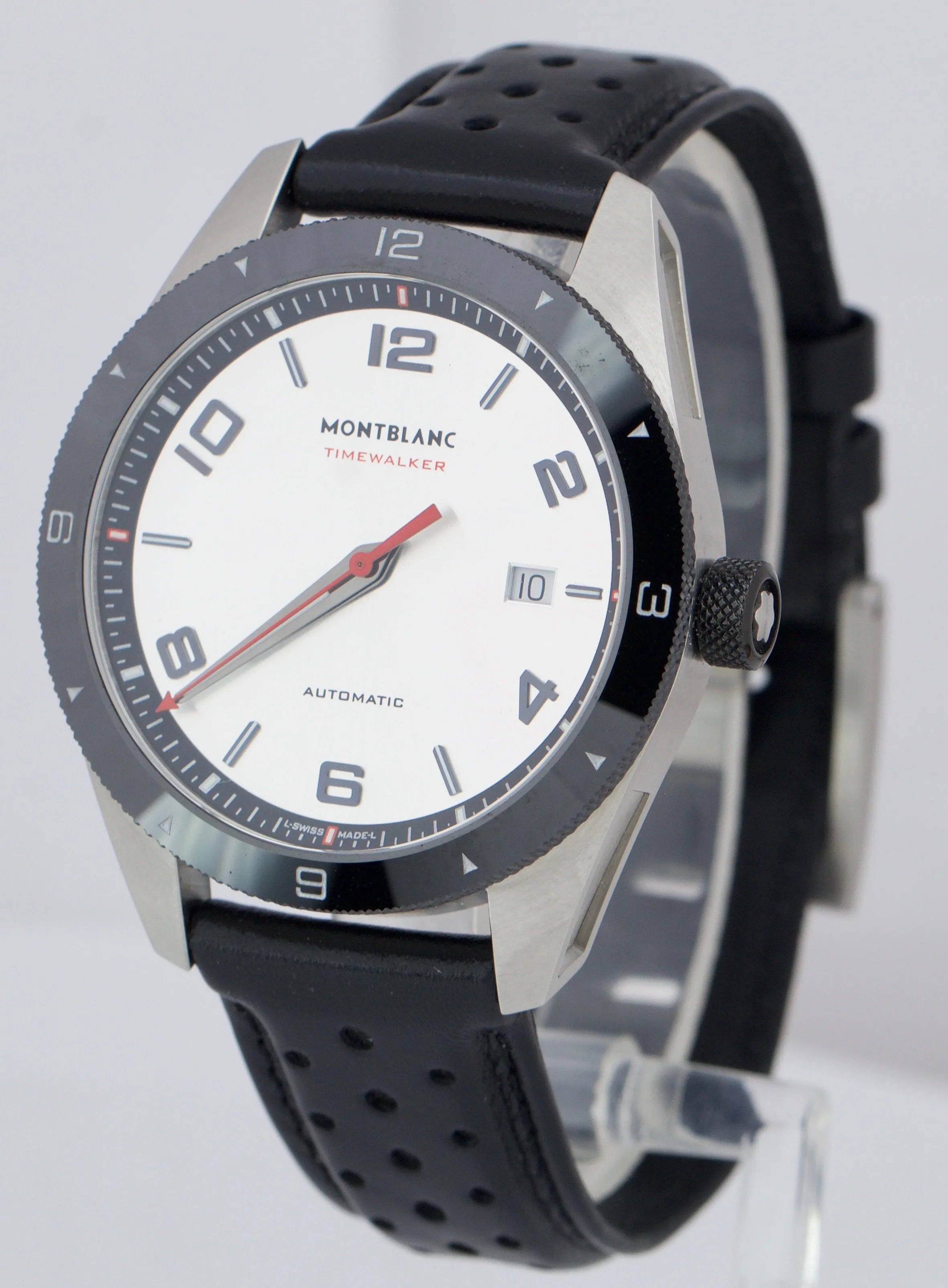 Montblanc Timewalker Automatic Stainless Steel 116058 Leather 41mm Silver Watch