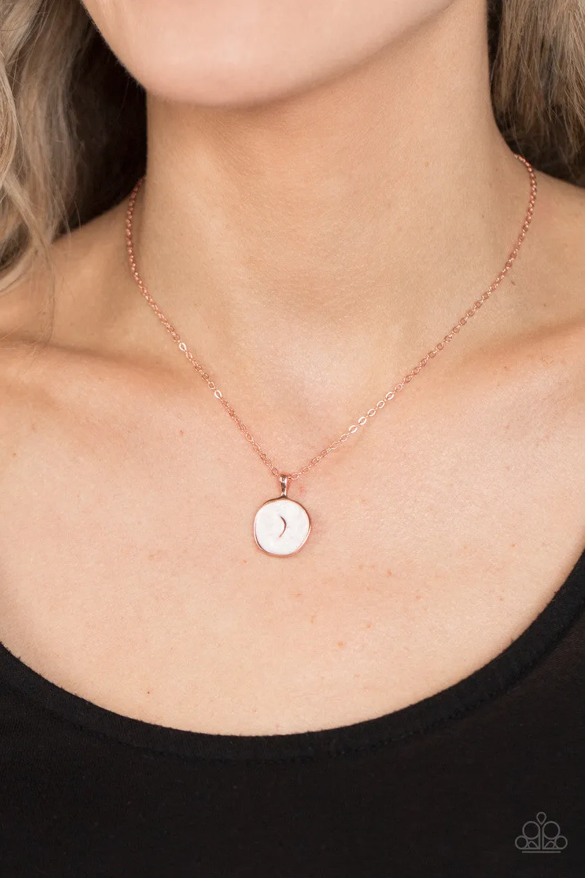Moon Magic - Copper - White Lacquer Painted Disc Paparazzi Short Necklace