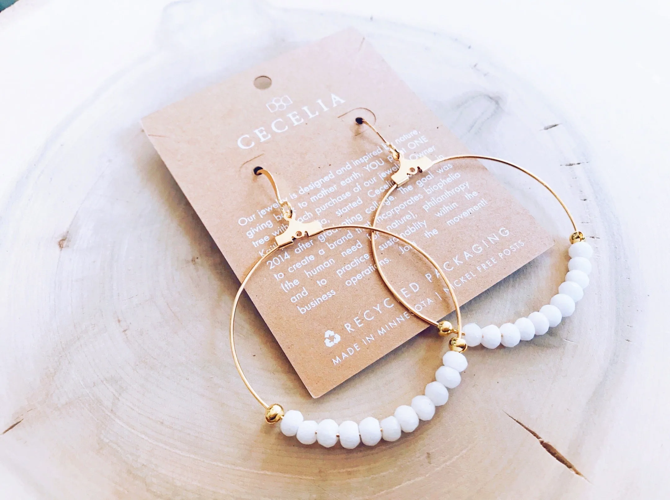 Moonlight Gemstone Gold Plated Hoop Earrings