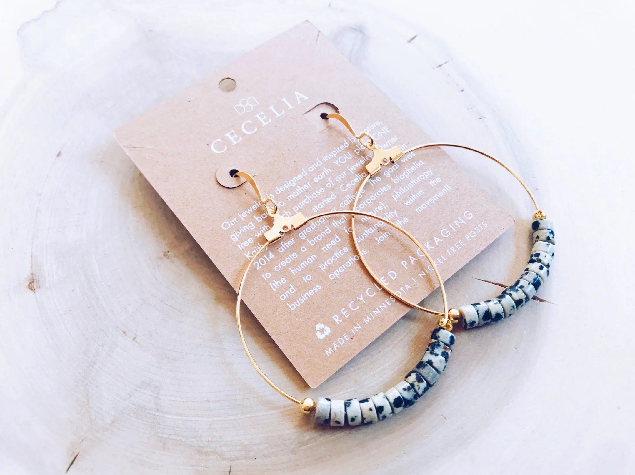 Moonlight Gemstone Gold Plated Hoop Earrings