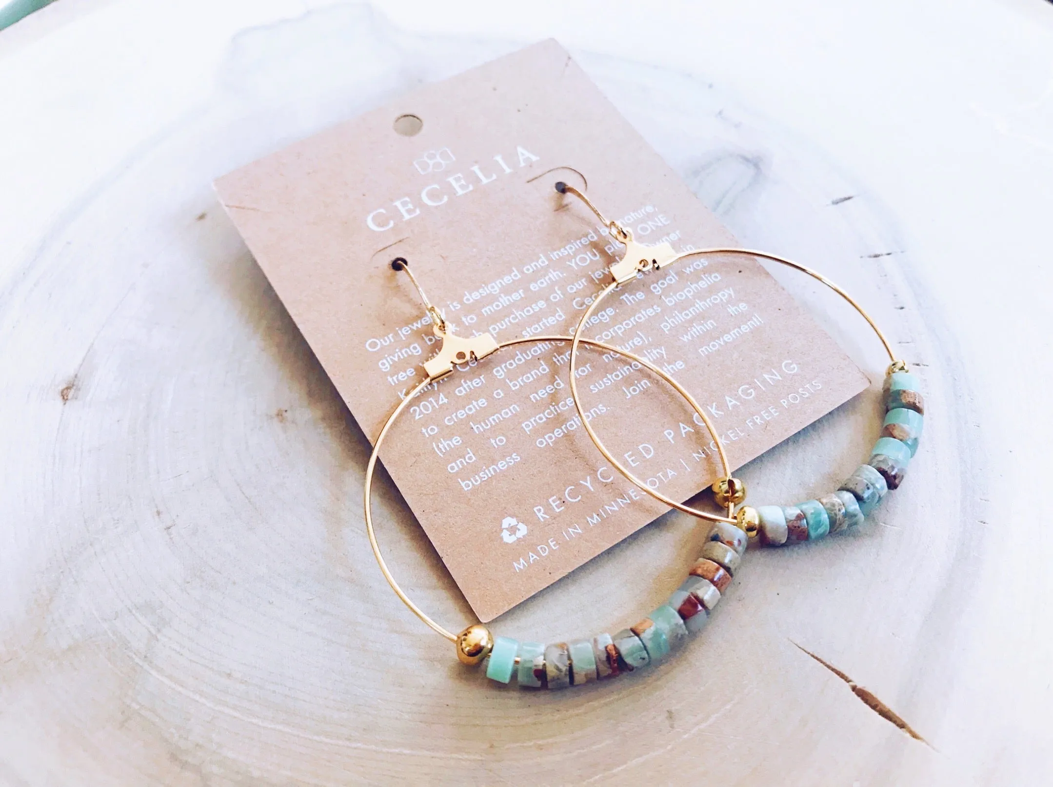 Moonlight Gemstone Gold Plated Hoop Earrings