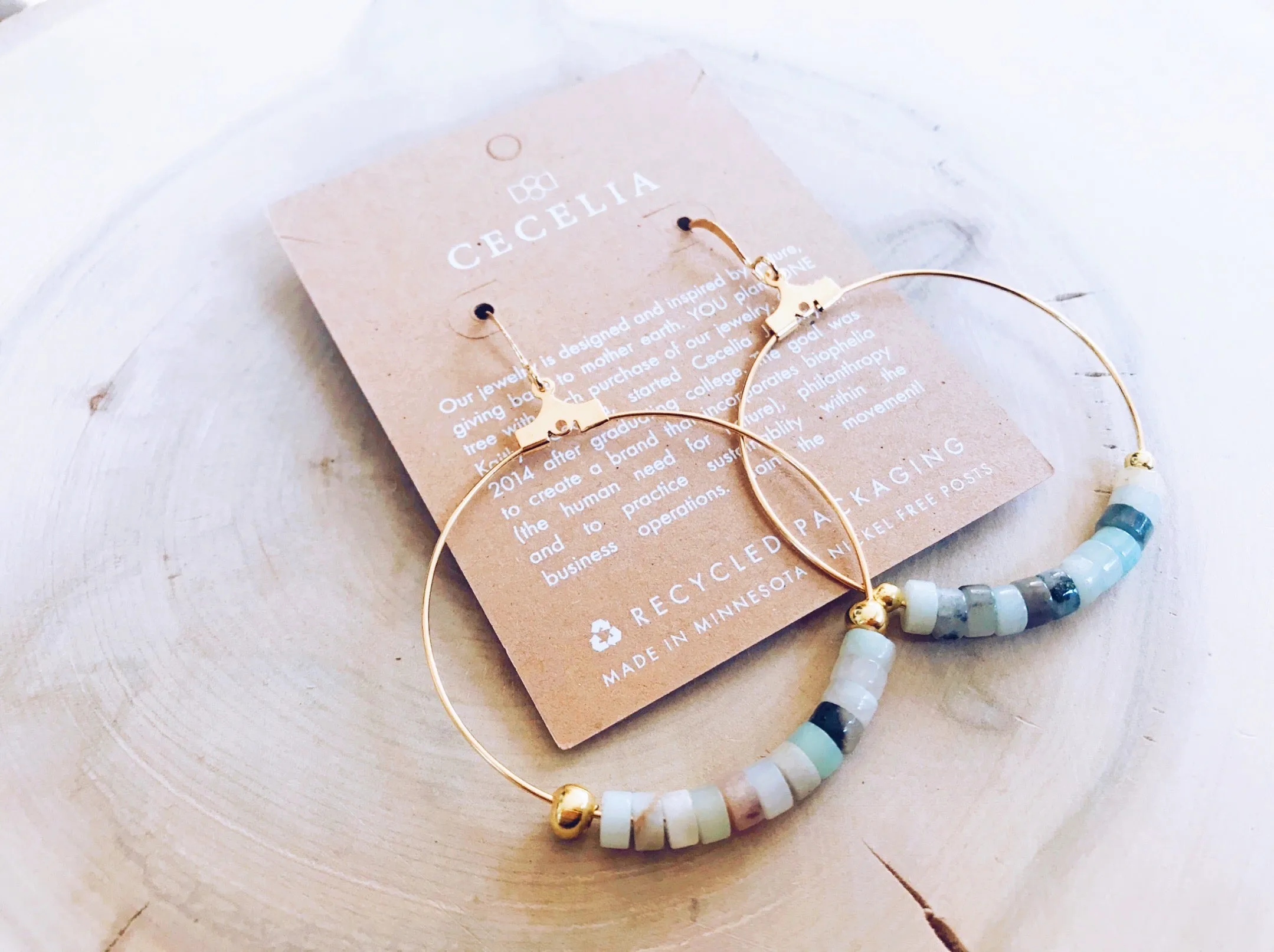 Moonlight Gemstone Gold Plated Hoop Earrings