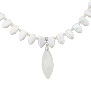 Moonstone pearl collar necklace