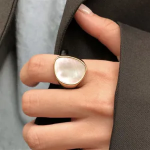 Mother of Pearl White Statement Signet ring