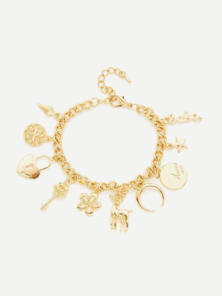 Multi Charm Chain Bracelet