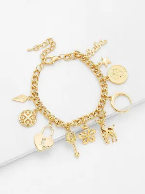 Multi Charm Chain Bracelet