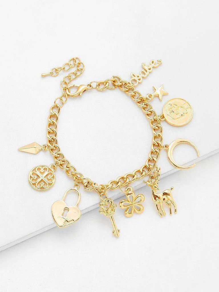 Multi Charm Chain Bracelet