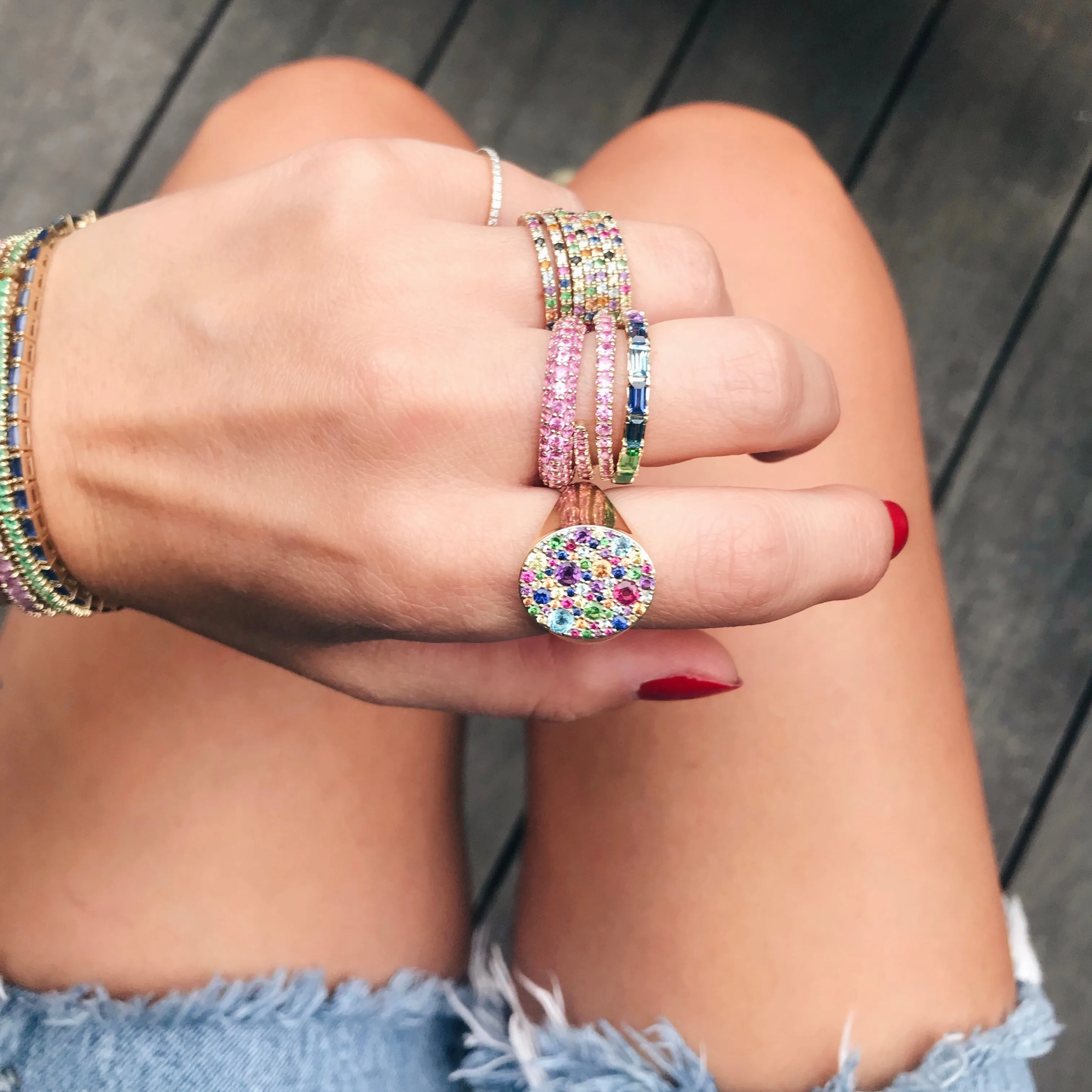Multicolored Rainbow Signet Ring
