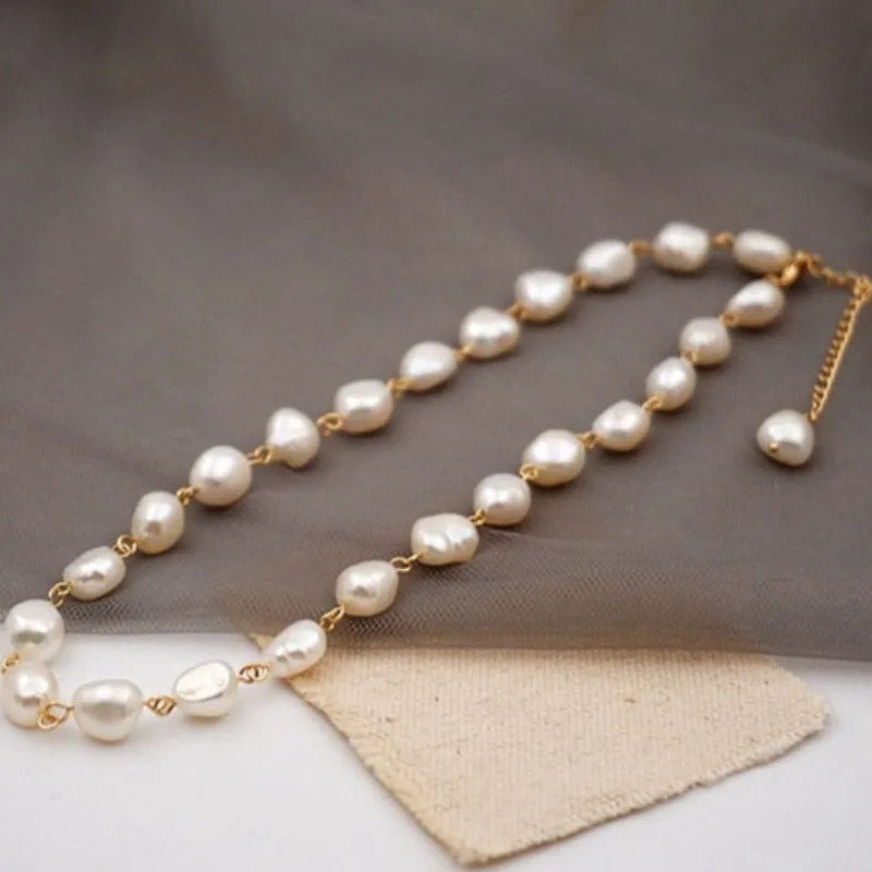 Natural Baroque Pearl Necklace Wedding Women Jewelry