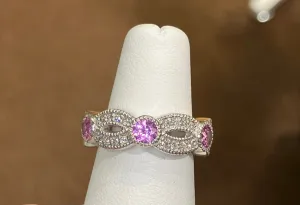 Natural Pink Sapphire And Diamond Eternity Band