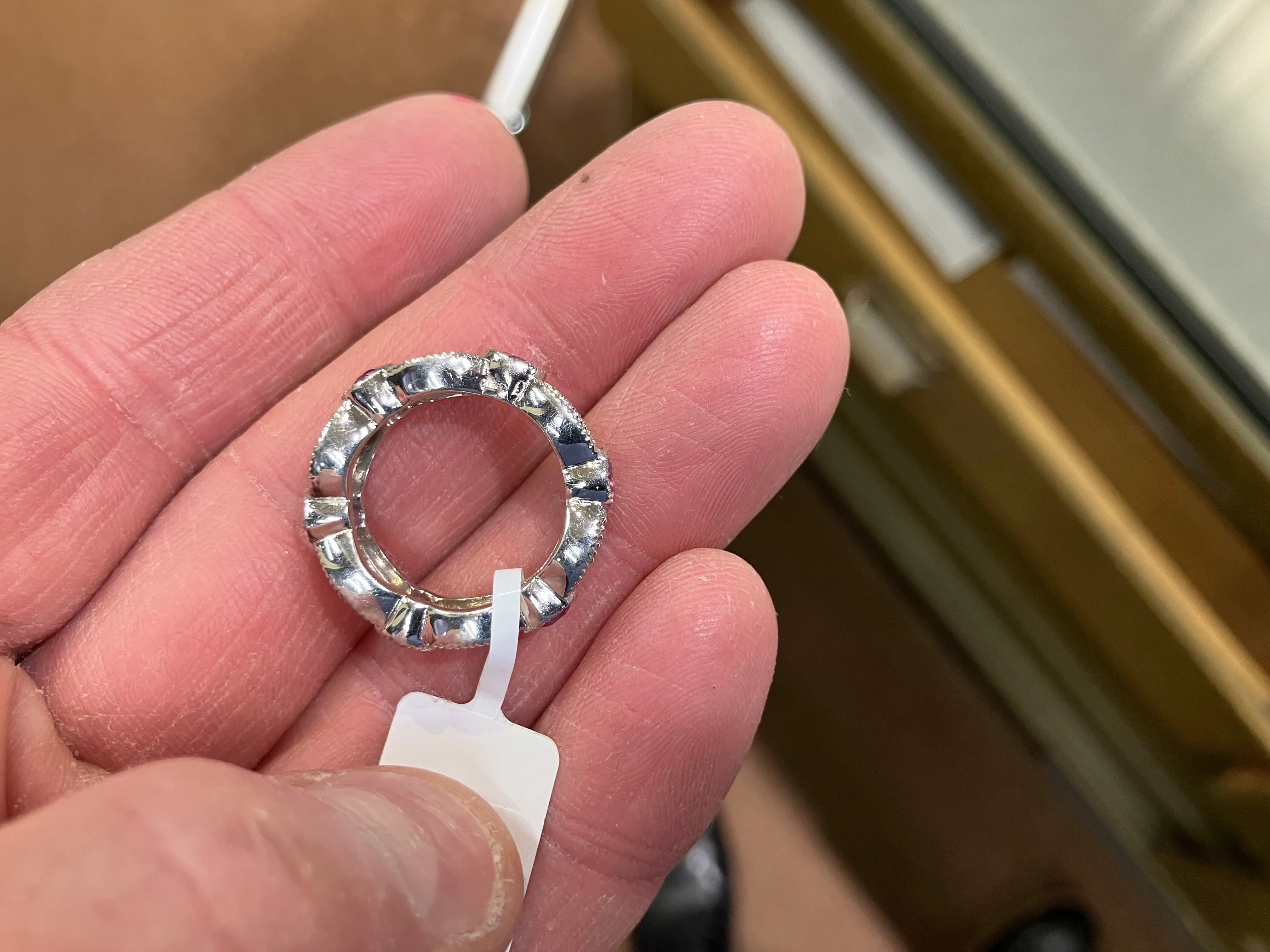 Natural Pink Sapphire And Diamond Eternity Band