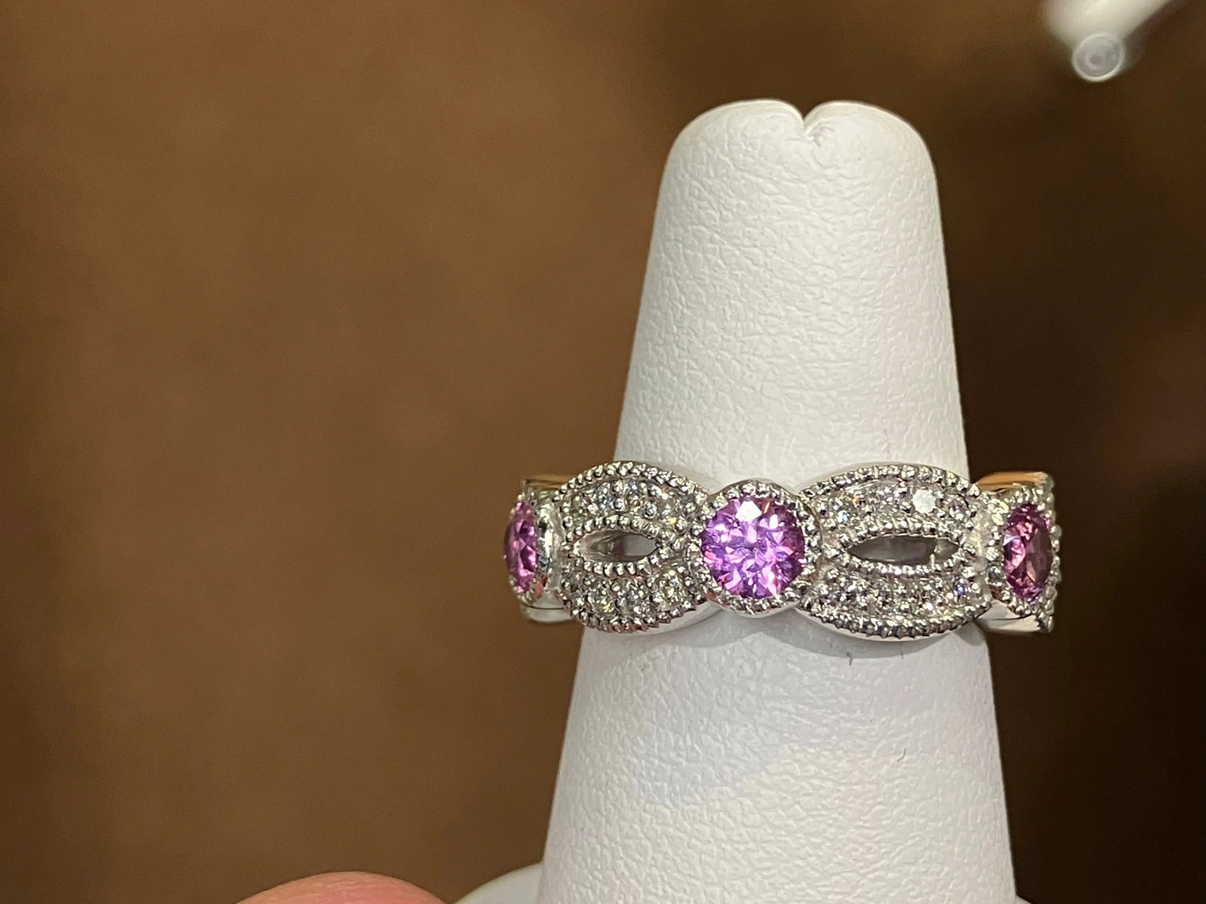 Natural Pink Sapphire And Diamond Eternity Band