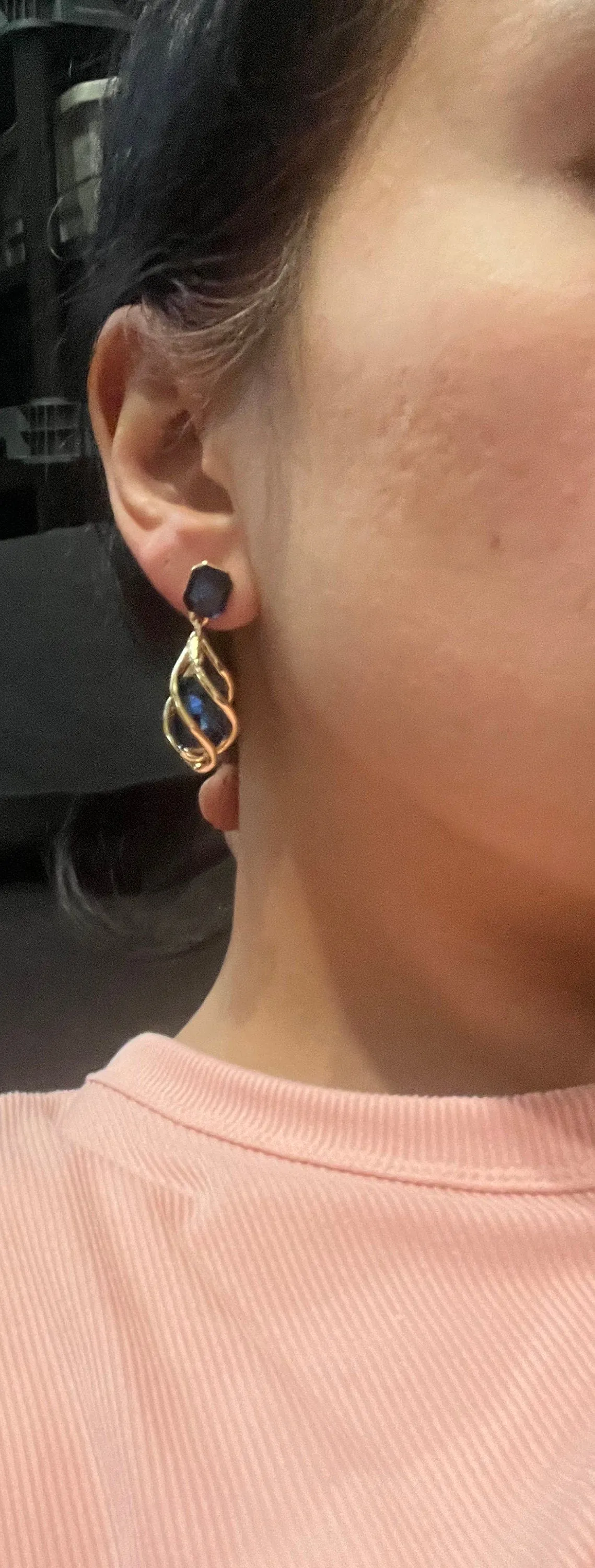 navy blue earrings , navy blue gold chandelier earring , dark blue wedding earring , navy crystal earrings , navy blue earrings
