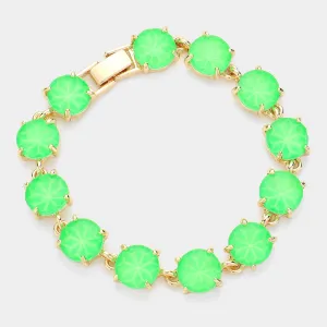 Neon Green Round Stone Link Pageant Bracelet | Evening Bracelet | 622787