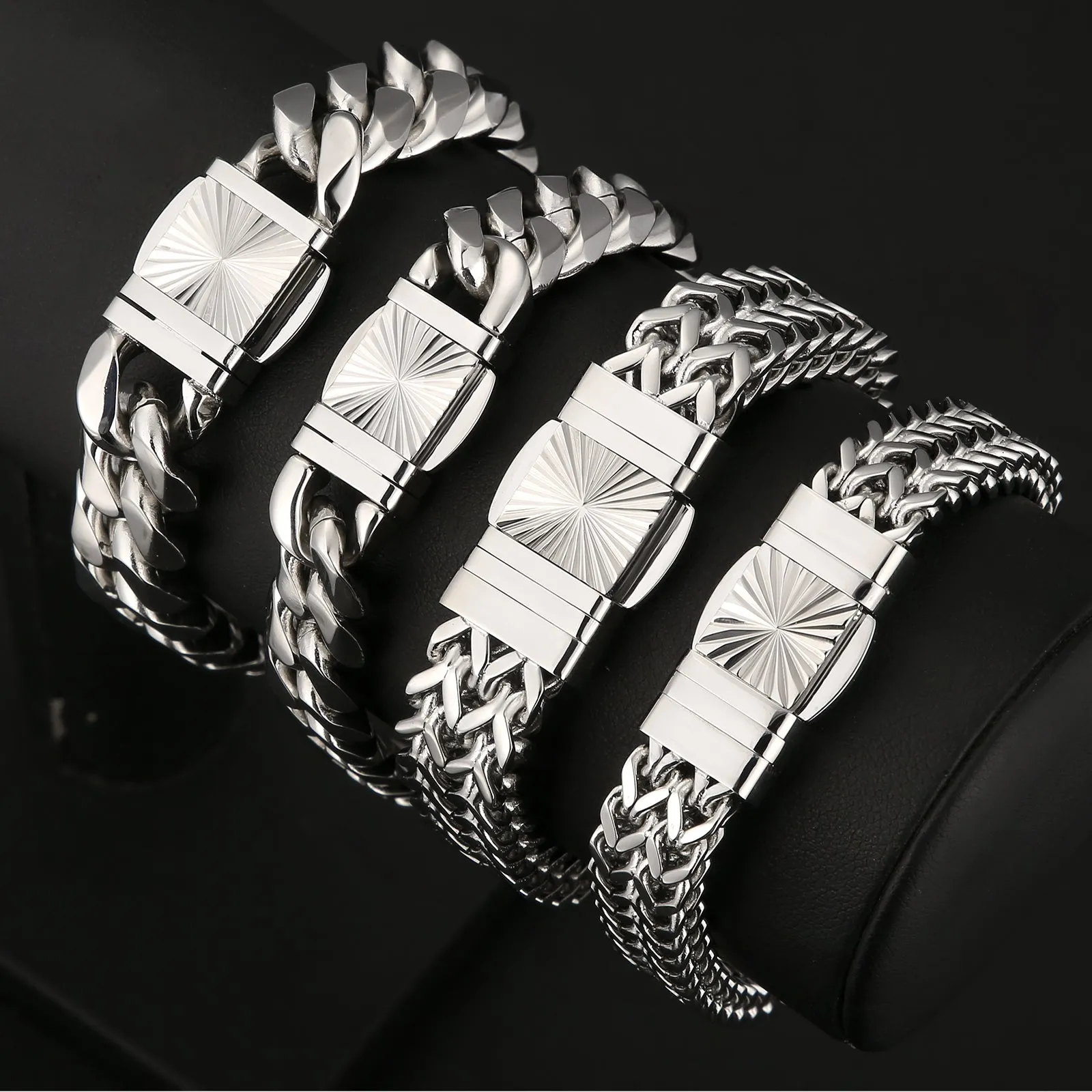 New 10mm 4-Sided Franco Bracelet with Embossed Clasp