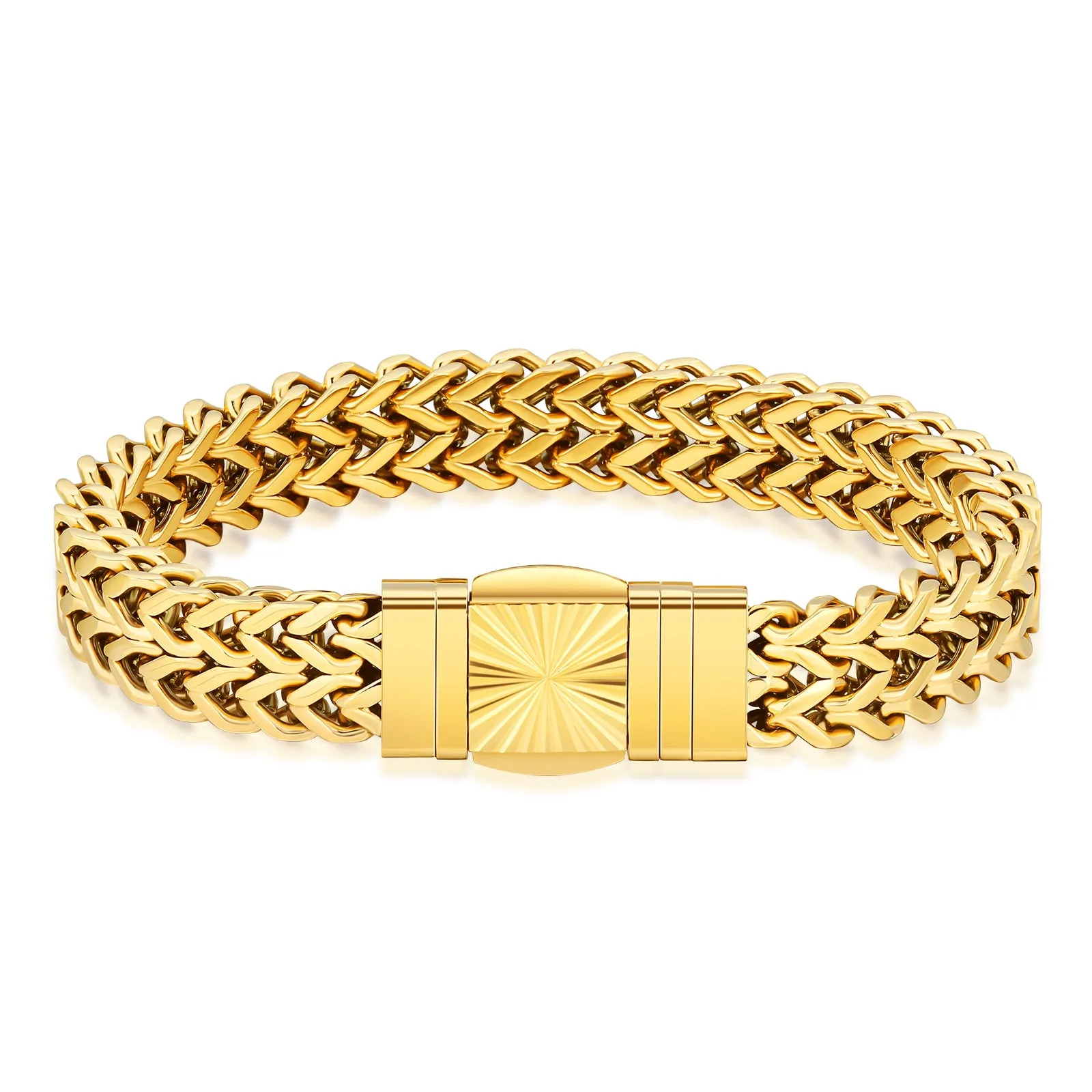 New 10mm 4-Sided Franco Bracelet with Embossed Clasp
