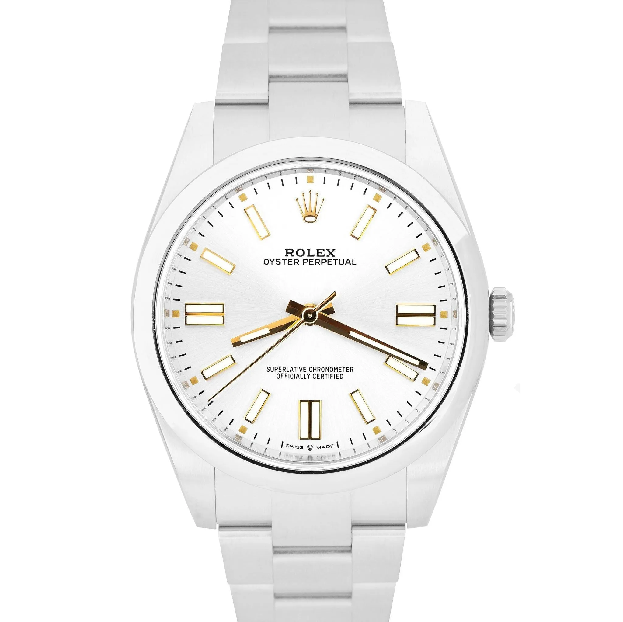 NEW AUGUST 2022 Rolex Oyster Perpetual 41mm SILVER GOLD Oyster Watch 124300