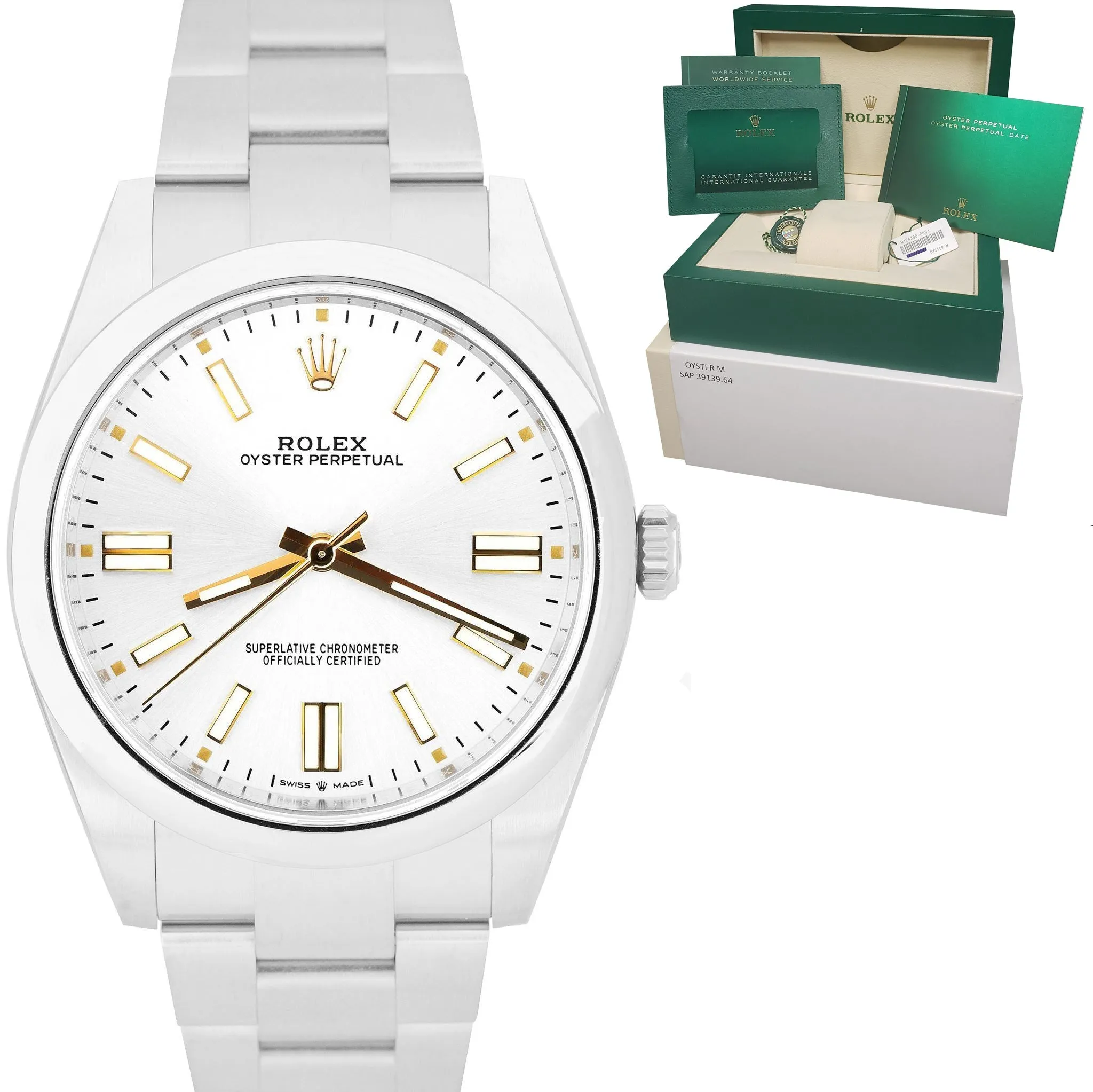 NEW AUGUST 2022 Rolex Oyster Perpetual 41mm SILVER GOLD Oyster Watch 124300