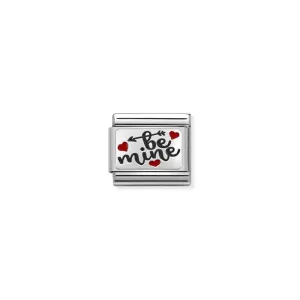 Nomination Composable Link Be Mine, Red Hearts, Silver & Enamel
