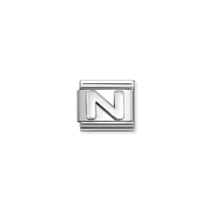 Nomination Composable Link Letter N, Silver