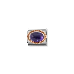 Nomination Composable Link Rope, Amethyst Stone, 9K Rose Gold