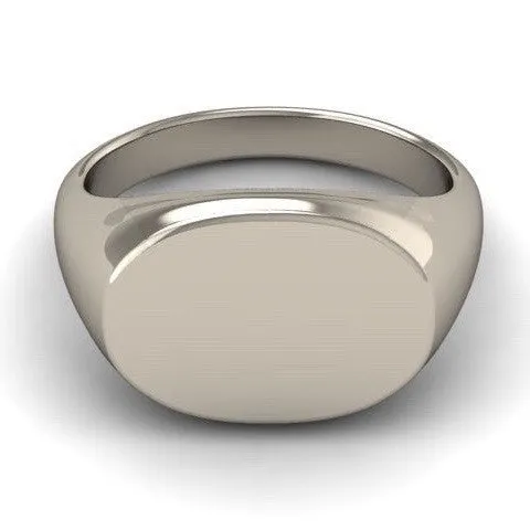 Oblong 15mm x 11mm  -  18 Carat White Gold Signet Ring