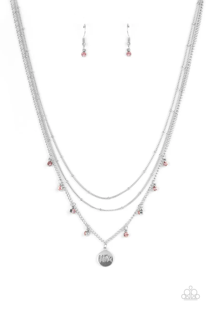 Ode to Mom - Pink - Mother's Day Beaded Tiered Paparazzi Short Necklace