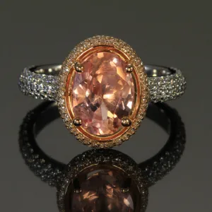 On Hold for April.  Padparadscha Sapphire RIng  Platinum and 18K Rose Gold