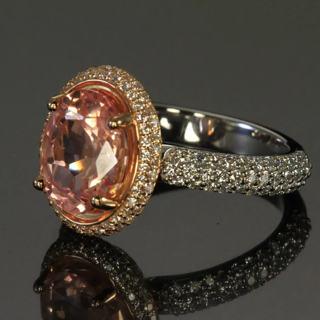 On Hold for April.  Padparadscha Sapphire RIng  Platinum and 18K Rose Gold