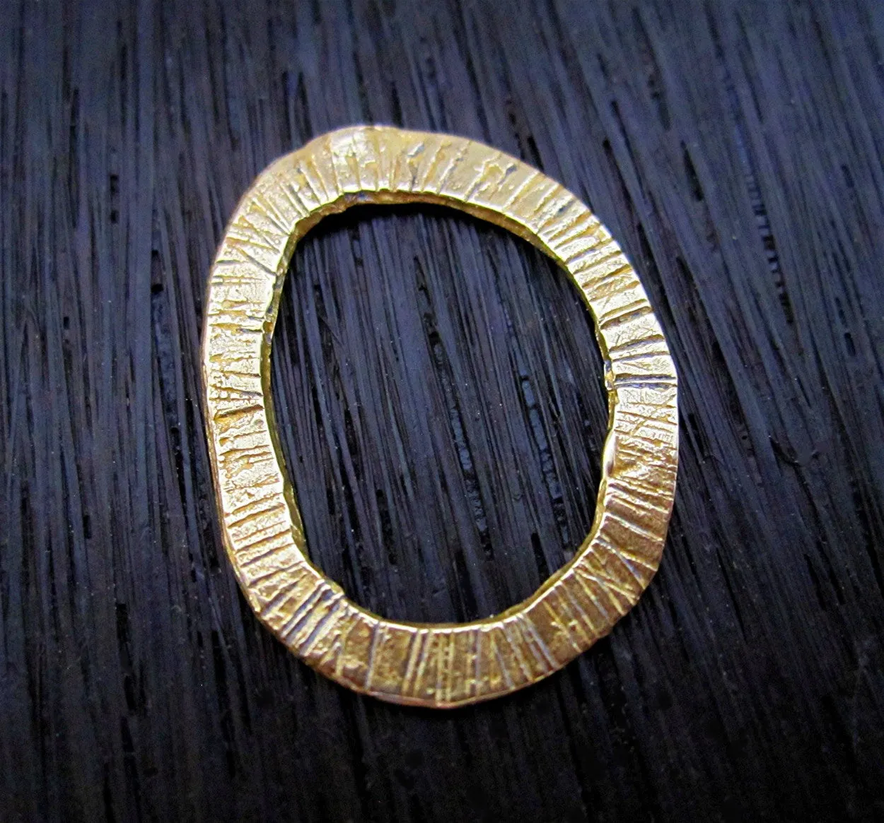 Organic Textured Closed Jewelry Link in Gold Bronze (one)