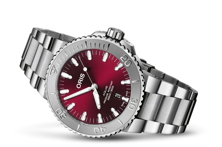 Oris Aquis Date Relief Cherry 43.5mm on Bracelet