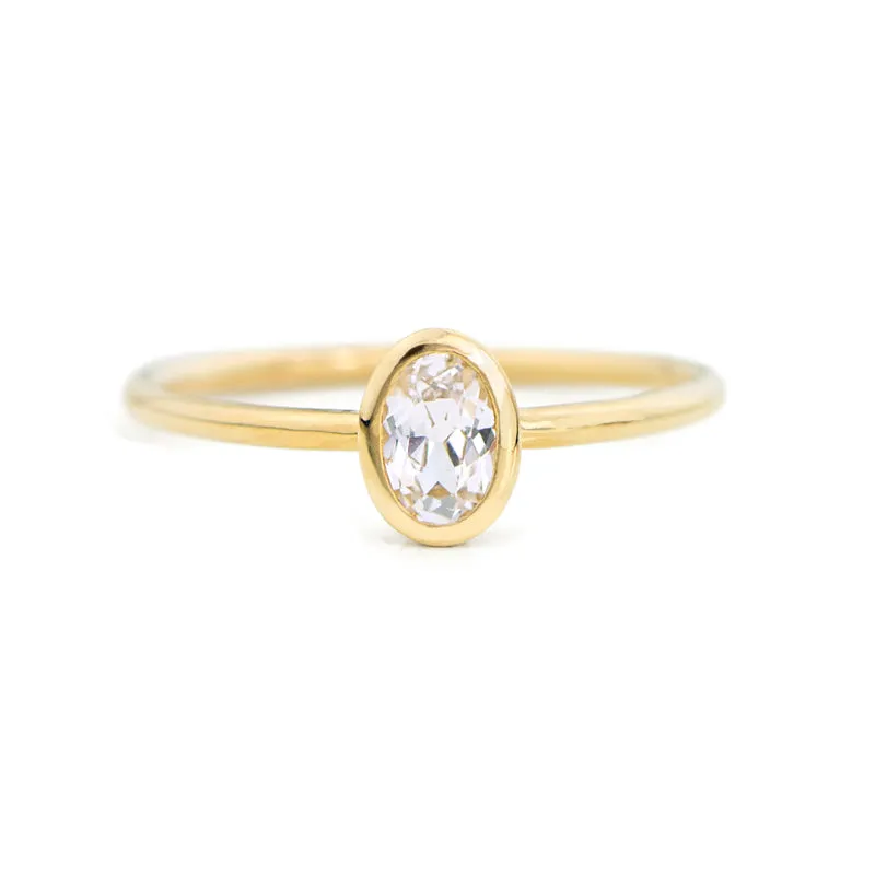 Oval Bezel White Sapphire Ring