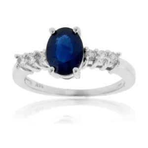 Oval Blue Sapphire & Diamond Ring