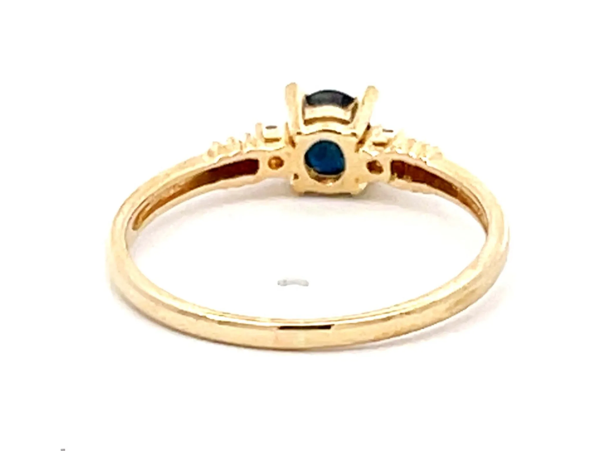 Oval Blue Sapphire and Diamond Stackable Ring in 14k Yellow Gold