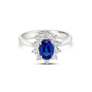 Oval Cut Sapphire & Diamonds "Megan" Ring