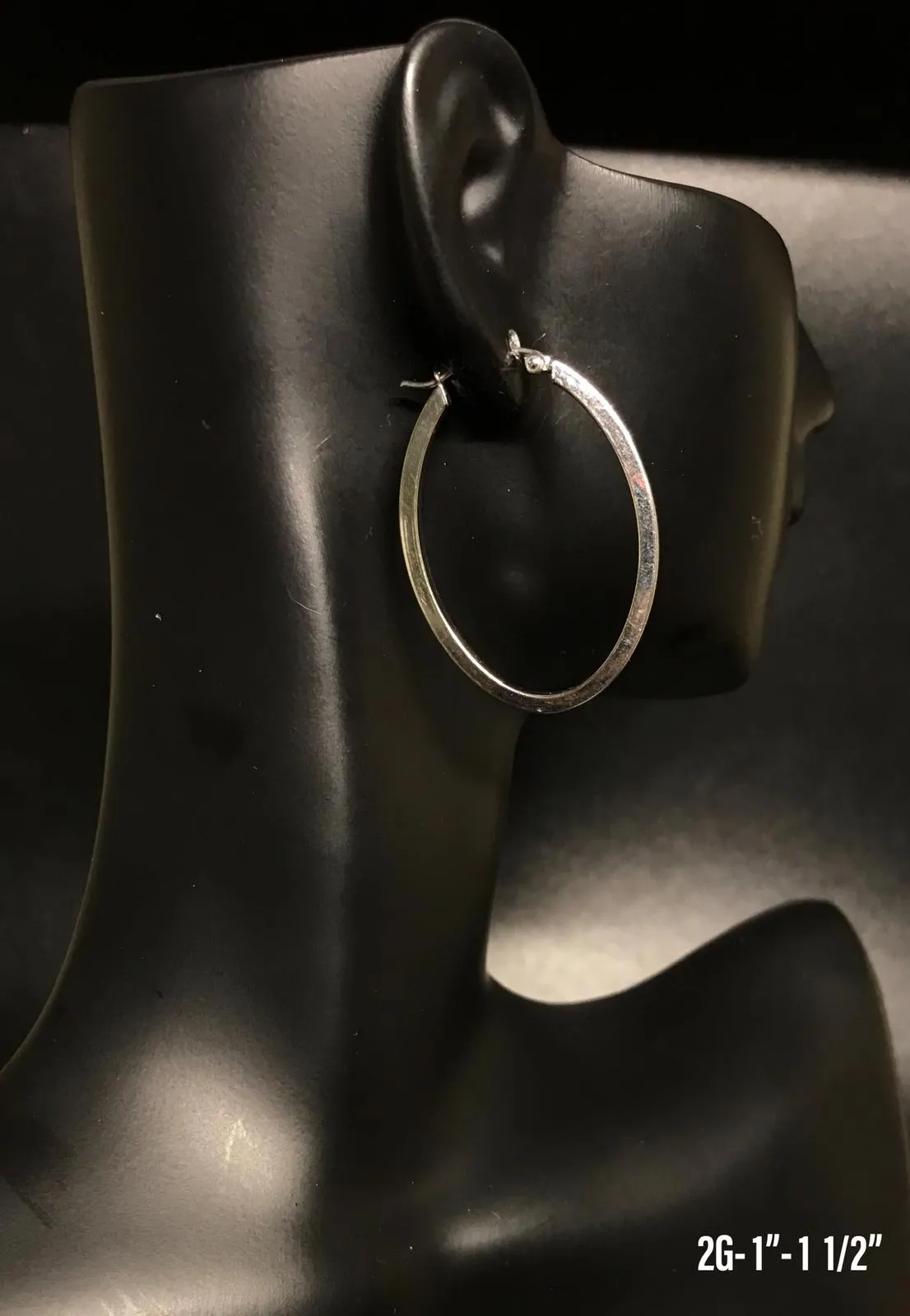 Oval Hoop earrings 10K solid white gold