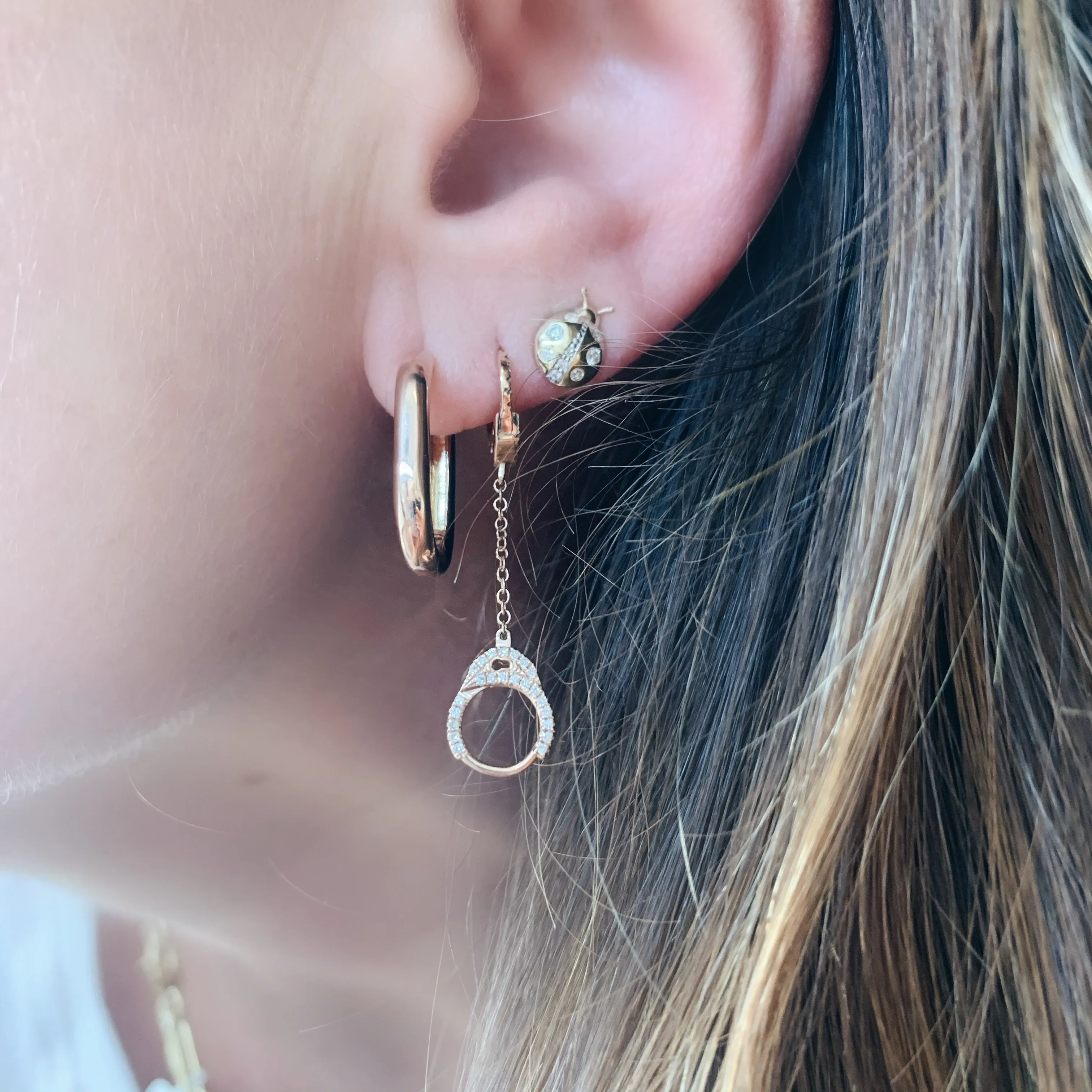 Oval Tube Gold Hoop Earring