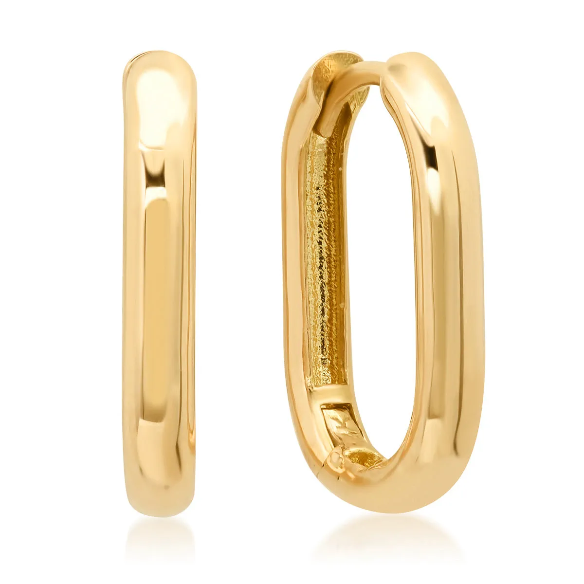 Oval Tube Gold Hoop Earring
