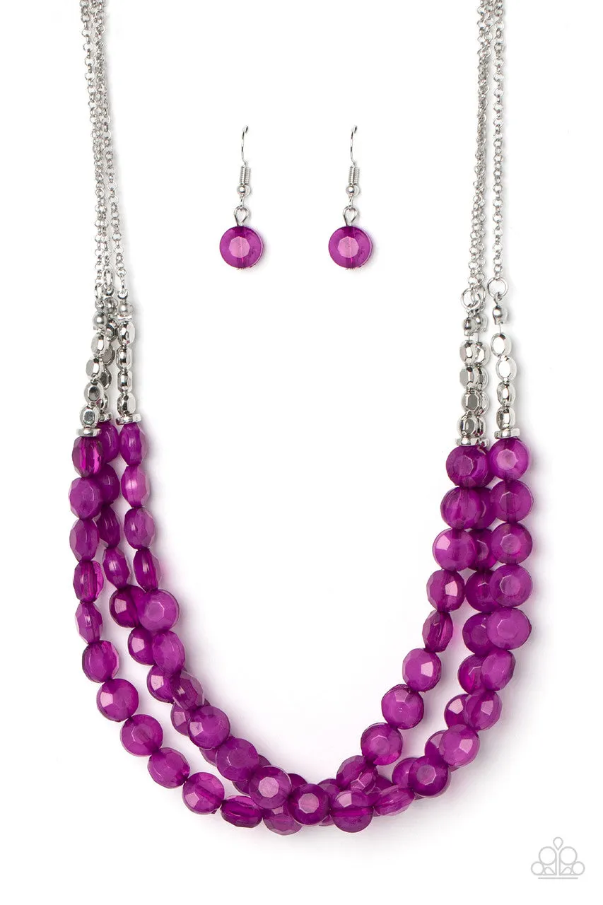 Pacific Picnic - Purple - Beaded Tiered Paparazzi Short Necklace