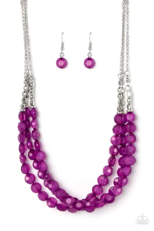 Pacific Picnic - Purple - Beaded Tiered Paparazzi Short Necklace